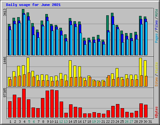 Daily usage for June 2021