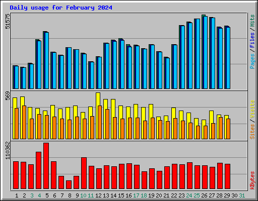 Daily usage for February 2024