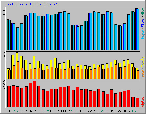 Daily usage for March 2024