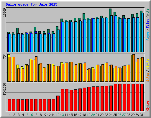 Daily usage for July 2025